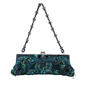 Bisou Bisou Fabric Bead/Sequin Embellished Clutch Purse By - Size 10x4